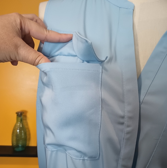 Allegra K Sleeveless Blue V-Neck Button Down Shift Dress New With Tags Size L - Picture 12 of 16